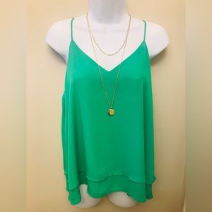 GB (Gianni Bini) Green Spaghetti Strap Blouse